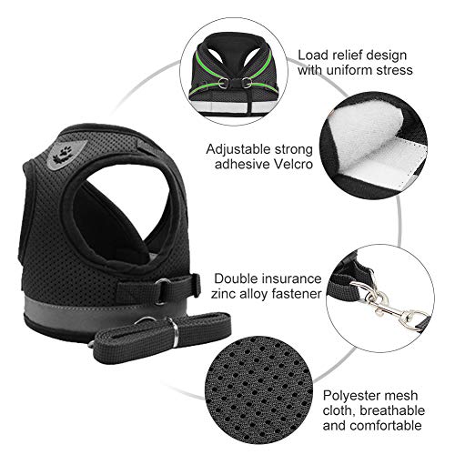 Toulifly Arnés Gato,Arnés para Gatos,Arnés y Correa para Gato,Cat Harness,Cat Vest Harness, Ajustable Respirante Pequeña Chaleco para Cachorros, Perros Pequeños y Gatos (M)