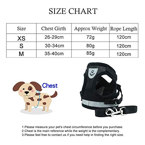 Toulifly Arnés Gato,Arnés para Gatos,Arnés y Correa para Gato,Cat Harness,Cat Vest Harness, Ajustable Respirante Pequeña Chaleco para Cachorros, Perros Pequeños y Gatos (M)