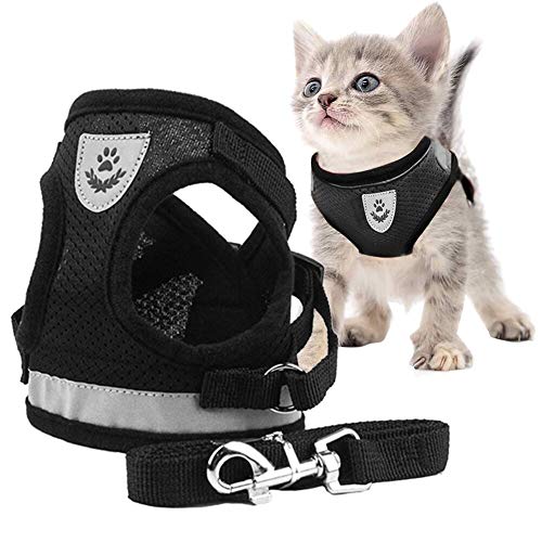 Toulifly Arnés Gato,Arnés para Gatos,Arnés y Correa para Gato,Cat Harness,Cat Vest Harness, Ajustable Respirante Pequeña Chaleco para Cachorros, Perros Pequeños y Gatos (M)