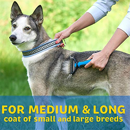 TTBD Mascota Cepillo De La Preparación 2 Caras Perro Arrojando Rake Herramienta Perro Cepillo Herramientas Peluquería Canina Gatos Enredos del Pelo Extracción,Rosado,S