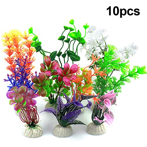 Vascinate Tanque de Peces de Acuario Plantas de plástico, 10 Piezas de Acuario Plantas Decoraciones del Tanque de Pescado, Acuario Plantas Artificiales decoración del Acuario (10 Piezas pequeñas)