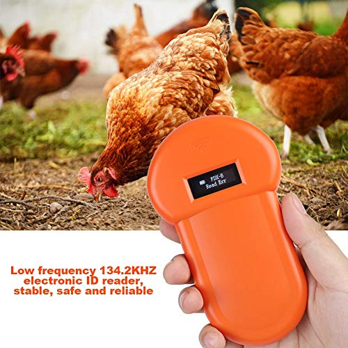 Wandisy Lector Chip Animales,Lector de identificación de Animales, 134.2Khz LCD ISO ID Chip Lector de Animales RFID Perro Microchip Escáner de Mano para Mascotas, USB Recargable