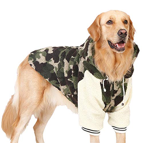 WDTMZN Perros medianos y Grandes Perros Camuflaje Deportes Sudaderas ，Plus Terciopelo otoño e Invierno Sudadera Perros Disfraces，Golden Retriever, Alaska, Labrador Ropa De Perro (Camuflaje, 5XL)