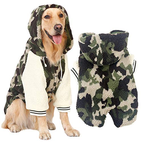WDTMZN Perros medianos y Grandes Perros Camuflaje Deportes Sudaderas ，Plus Terciopelo otoño e Invierno Sudadera Perros Disfraces，Golden Retriever, Alaska, Labrador Ropa De Perro (Camuflaje, 5XL)