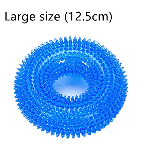 WRF Sonido del Anillo Juguete para Mascotas: Squeeze Sonido Dientes de Superficie Fina Material TPR Silbato Interno Diseño Azul Translúcido Suficiente Tough Pet Supplies