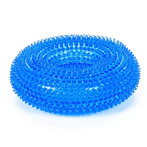 WRF Sonido del Anillo Juguete para Mascotas: Squeeze Sonido Dientes de Superficie Fina Material TPR Silbato Interno Diseño Azul Translúcido Suficiente Tough Pet Supplies