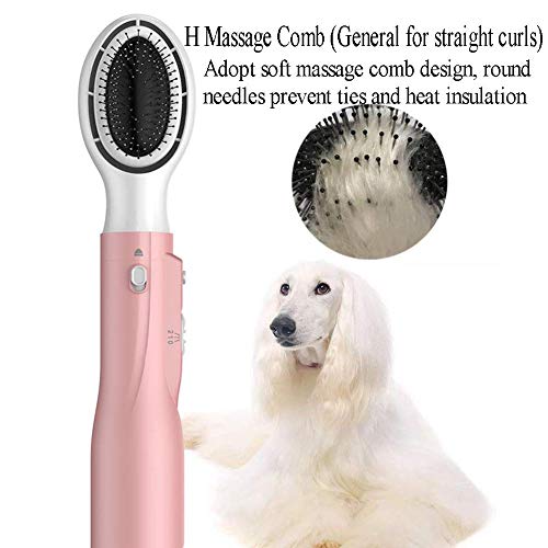WYJW Cepillo secador de Pelo para Mascotas para Perros y Gatos, Secado por soplado, cardado, Peine de Aire Caliente AllInOne HighPower, con 4 boquillas de Aire, Rosa, Blanco, Blanco