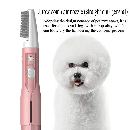 WYJW Cepillo secador de Pelo para Mascotas para Perros y Gatos, Secado por soplado, cardado, Peine de Aire Caliente AllInOne HighPower, con 4 boquillas de Aire, Rosa, Blanco, Blanco