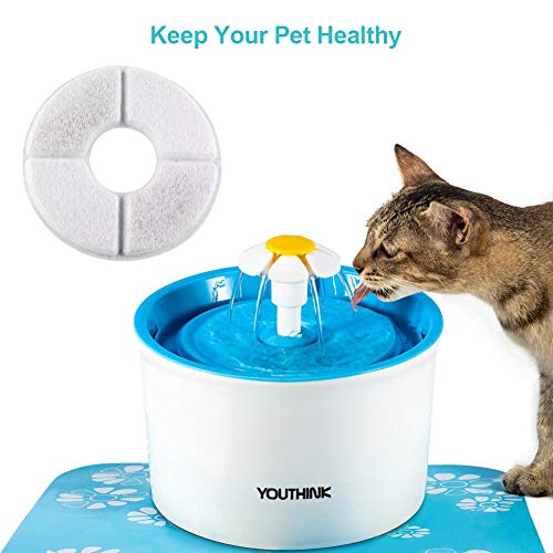 YHG Filtros de Repuesto para Fuente de Agua, Filtro de Fuente de Agua para Mascotas, Filtros de Carbón Activado, Paquete de 4