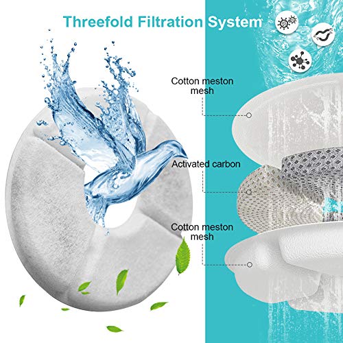 YHG Filtros de Repuesto para Fuente de Agua, Filtro de Fuente de Agua para Mascotas, Filtros de Carbón Activado, Paquete de 4
