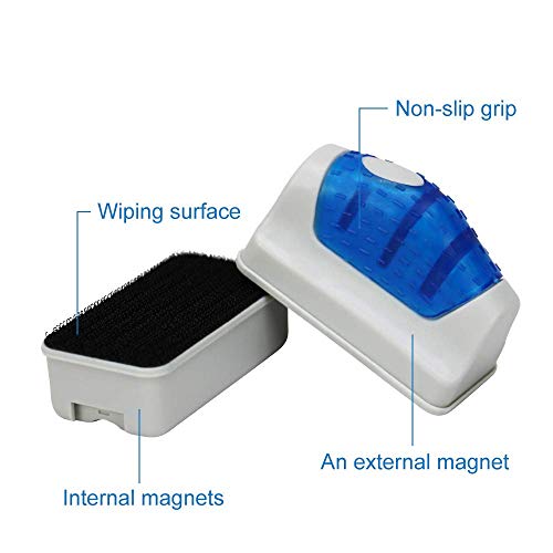 YIQI Magnético Acuario Pecadero Vidrio Algas Limpiador Fregador Rascador Cepillo Limpio Flotante con 2 raspadores, M (9.5 X 4.5 X 7 cm)