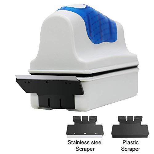 YIQI Magnético Acuario Pecadero Vidrio Algas Limpiador Fregador Rascador Cepillo Limpio Flotante con 2 raspadores, M (9.5 X 4.5 X 7 cm)