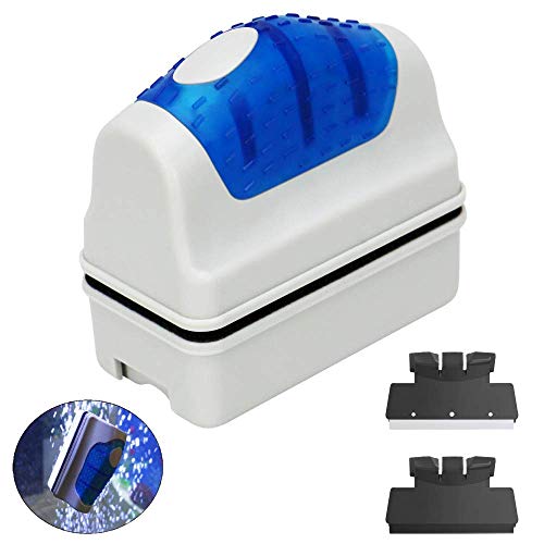 YIQI Magnético Acuario Pecadero Vidrio Algas Limpiador Fregador Rascador Cepillo Limpio Flotante con 2 raspadores, M (9.5 X 4.5 X 7 cm)