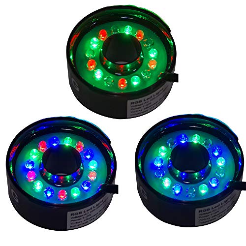 Yorbay Luces LED RGB Sumergible con Cable de alimentación de 4,8 Metros, para Bomba Sumergible, Bomba de Fuente, Estanque, jardín, Acuario Reutilizable