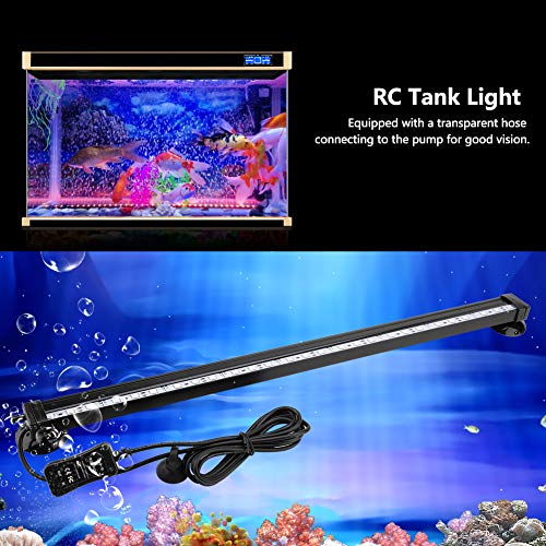 YOUTHINK Acuario Pecera Luz de Burbuja Luz subacuática LED con Control Remoto inalámbrico Kit de luz de Aire Sumergible para Agua de mar y Agua Dulce(46cm-Enchufe de la UE)
