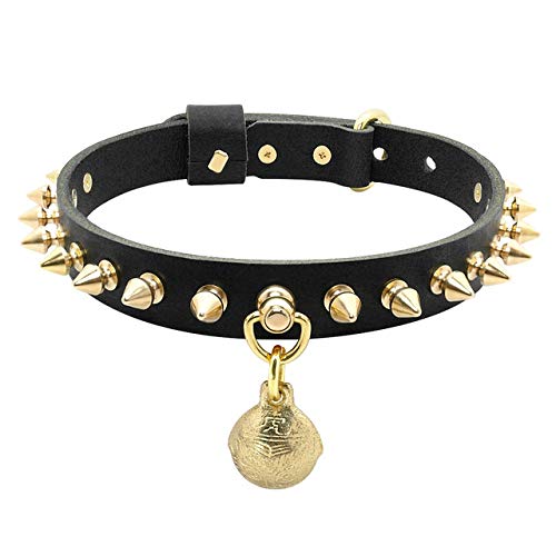 YXDZ Collar De Perro con Tachuelas Y Tachuelas Collares De Perro De Cuero Genuino para Mascotas Ajustable para Perros Medianos Grandes Pitbull Bulldog Francés XS SML