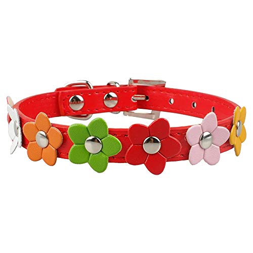 YXDZ Collar De Perro Pequeño De Flor Linda Flor De Sol Tachonado Cuero Perro Collares Accesorios De Mascota Perro para Cachorro Pequeño Rosa Rojo Negro Borroso
