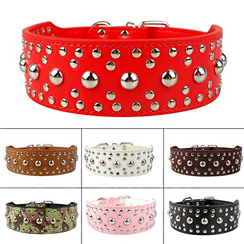 YXDZ Collares para Perros De Cuero con Tachuelas De 2"De Ancho para Más De 5 Tamaños