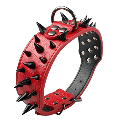 YXDZ Collares para Perros De Cuero con Tachuelas De 2"De Ancho Y Tachuelas Pitbull Bulldog Collar De Perro Grande Ajustable para Perros Medianos Grandes Boxer SML XL