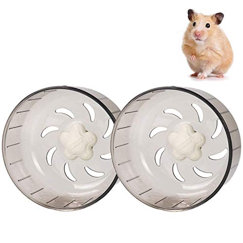 2 piezas Rueda para Correr de Hámster Rueda de HáMster Pequeño Rueda Hamster Silenciosa Rueda Hamster Grande Para Hámster de Animales Pequeños Conejillo de Indias Chinchilla Gris 13cm/5,12inch