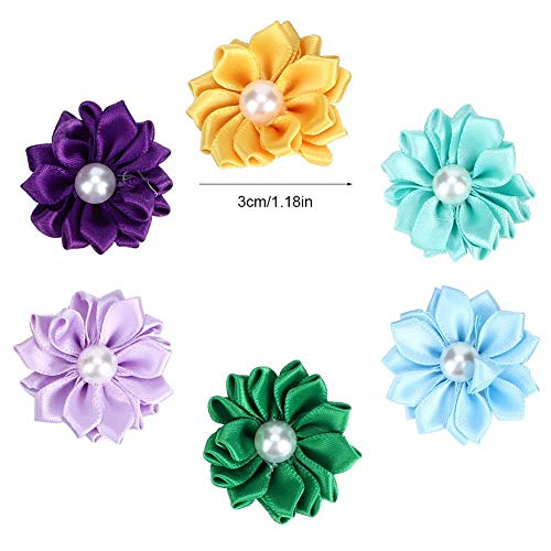 30Pcs Lazos para el Cabello de Flores Multicolores para Mascotas Decoración Linda del Pelo de Perro Accesorios de Aseo en Forma de Margarita para Perros medianos pequeños para Perros