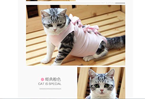 AHJSN Ropa para mascotas Gato Madre Servicio de esterilización del gato Servicio postoperatorio Ropa de destete Medicación fisiológica transpirable Anti-ácaro L (pecho 44-52 Recomendado 12-18 Kg) Rosa