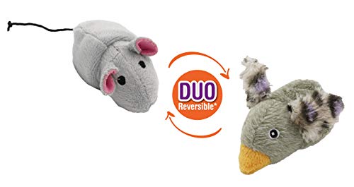 Aime - Juguete para Gato, Reversible, Peluche 2 en 1, ratón y pájaro, Juguete Divertido para Gato, Juego de Caza
