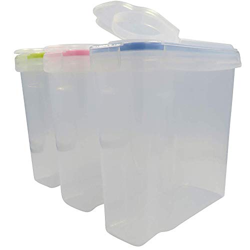 Almacenamiento De Contenedores De Cereal / Contenedores De Almacenamiento De Alimentos 100% Herméticos Y Secos Con Tapa De Bloqueo Lateral Con Dispensador - Contenedores Plástico Sin BPA ,Rosado,L