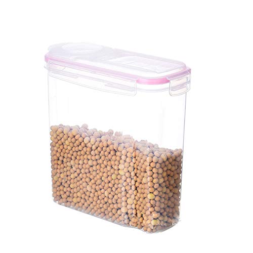 Almacenamiento De Contenedores De Cereal / Contenedores De Almacenamiento De Alimentos 100% Herméticos Y Secos Con Tapa De Bloqueo Lateral Con Dispensador - Contenedores Plástico Sin BPA ,Rosado,L