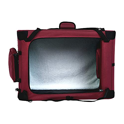 Amazon Basics – Transportín para mascotas abatible, transportable y suave de gran calidad, 76 cm, Rojo