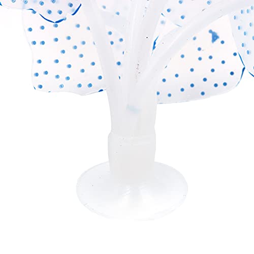 ANCLLO 2 piezas de acuario de coral de silicona artificial coral para decoración de pecera acuario paisaje, colorido efecto brillante planta de mar ornamento con ventosa azul