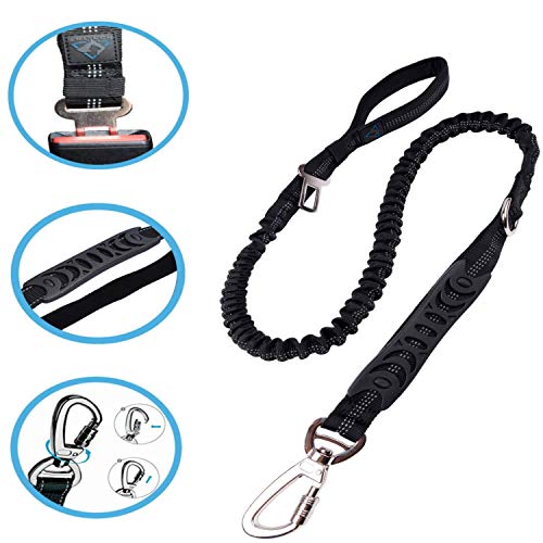 ANITECH 【5 Años de Garantía】 Correa Antitracción para Perro Grande (1,80 M)【Cinturón de Seguridad】 Absorción de Impactos + Costura Reflectante + Doble asa