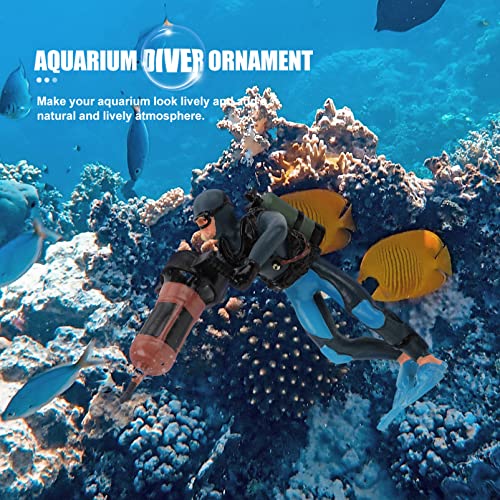Aquarium Diver Decorations Diver Estatua: Diver Fish Tank Decor Azul Diver Acción Aeración Acuario Adorno Fish Tank Decoración Adorno Adorno