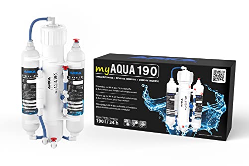 ARKA Aquatics myAqua190 – Sistema de ósmosis inversa para hasta 190 l/día, filtra hasta el 99% de los contaminantes, Sales y bacterias del Agua, Ideal para Cualquier Acuario de Agua Dulce y Salada.
