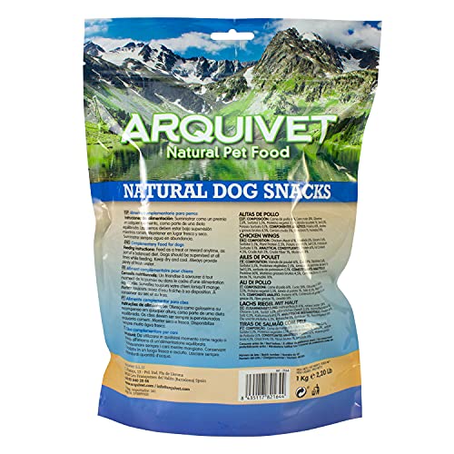 Arquivet Alitas de Pollo - 1kg - Natural Dog Snacks - Snacks Perros - 100% Natural - chuches Perros - premios Perros - golosinas Perros - Snacks Naturales - Producto Light