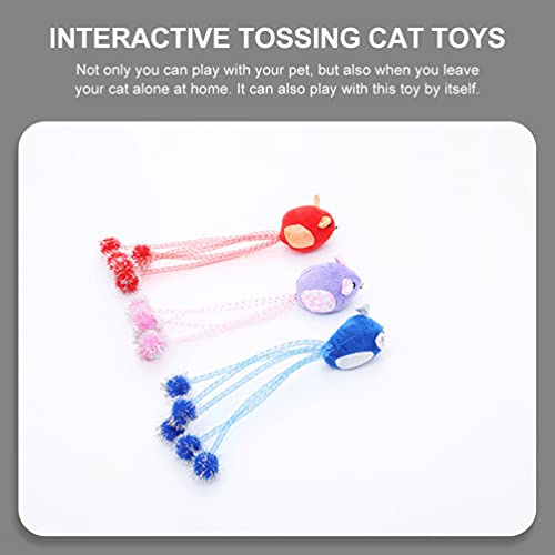 Balacoo 3 Piezas de Juguetes de Ratón Gato Mini Peluche de Rata Animal de Peluche Interactiva Catch Play Juguete Gatito Catcher Ratón de Cola Larga para Interior Aire Libre Juguete de