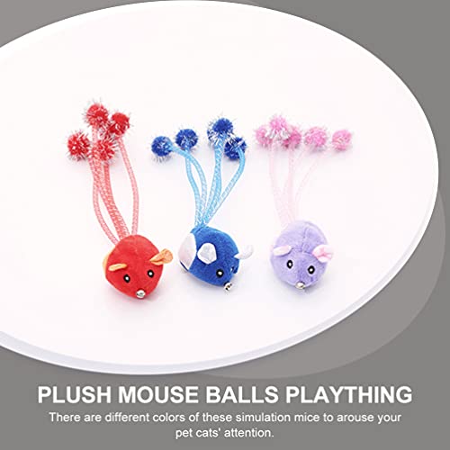 Balacoo 3 Piezas de Juguetes de Ratón Gato Mini Peluche de Rata Animal de Peluche Interactiva Catch Play Juguete Gatito Catcher Ratón de Cola Larga para Interior Aire Libre Juguete de