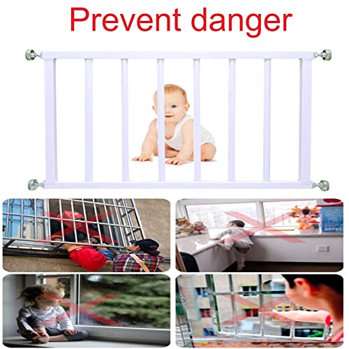 Barrera de Seguridad, Puerta de Seguridad de Metal, Barras de Seguridad for Bebés Extra Anchas, Barandilla de Balcón Interior Rejas Ventana, Riel Protección Ventana por Niños y Mascota, Blanco
