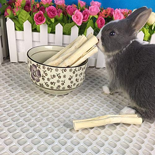 Bebliss 5 Unids/lote Pequeñas Mascotas Bambúes Dulces Naturales de alta fibra Masticar Juguetes Molares Bocadillos Saludables Para Conejos Conejillos de Indias Ardilla Chinchilla, Color Caqui