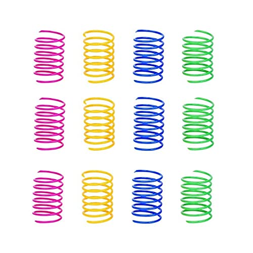 Bessy shop Juguete de Resorte para Gatos，12 Piezas Muelle Colorido Juguete para Gato Muelles en Espiral de Plástico para Mascotas para swatting, morder, Caza y Juego Saludable Activo.