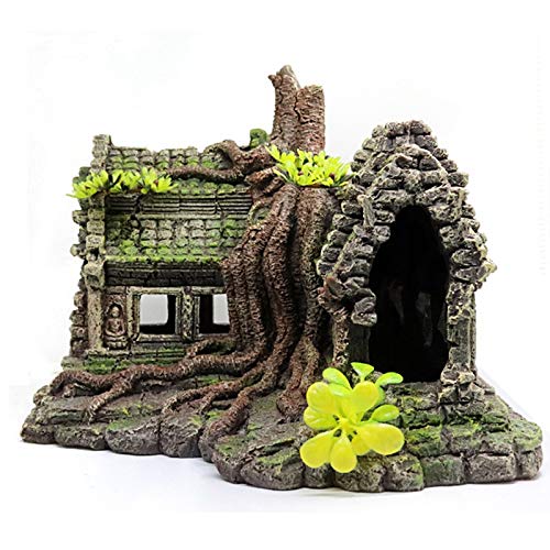Bnwoinb la Casa de RaíZ de Madera de ImitacióN de Resina Ruinas de Adorno de Acuario DecoracióN de Pecera Accesorios de Acuario DecoracióN del Acuario