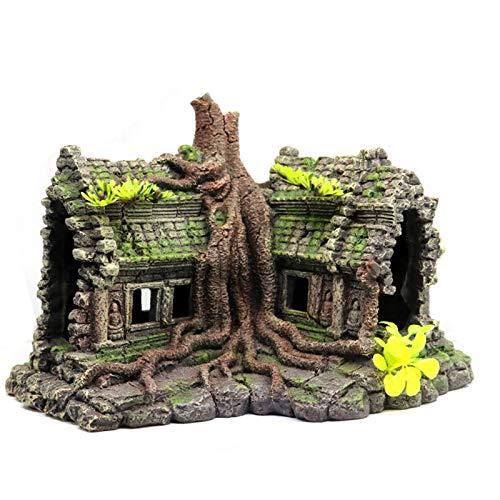 Bnwoinb la Casa de RaíZ de Madera de ImitacióN de Resina Ruinas de Adorno de Acuario DecoracióN de Pecera Accesorios de Acuario DecoracióN del Acuario