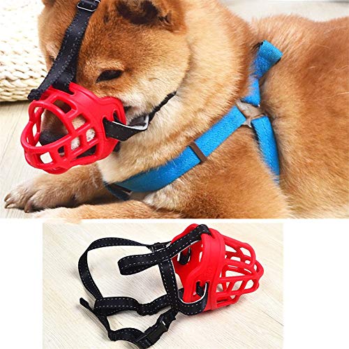 BOENTA Bozal para Perros Bozales para Perros Bozal para Perros Bull Terrier Bozales de Perro para Evitar Comer Bozal para Perros medianos Red,Size-5
