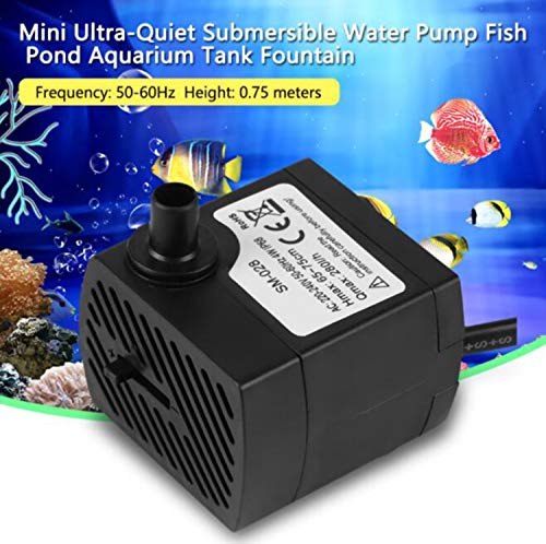 Bomba de Agua Sumergible,Liuer Bomba Agua Acuario Ultra Silenciosa para Pecera Acuario Jardín Estanque Fuente Sistemas Hidropónicos con 2 Boquillas + Cable de 1.5M + 2 Plantas Acuáticas (4W)
