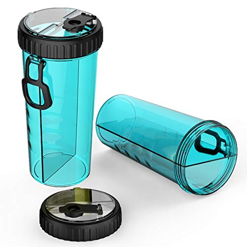 Botella de Agua de Viaje para Mascotas -Recipiente de Agua para de Viaje Portátil Antibacteriano a Prueba de Fugas Botella de Doble Cámara 2 en 1 con 2 Bandejas Plegables Perros Alimentador de Gatos