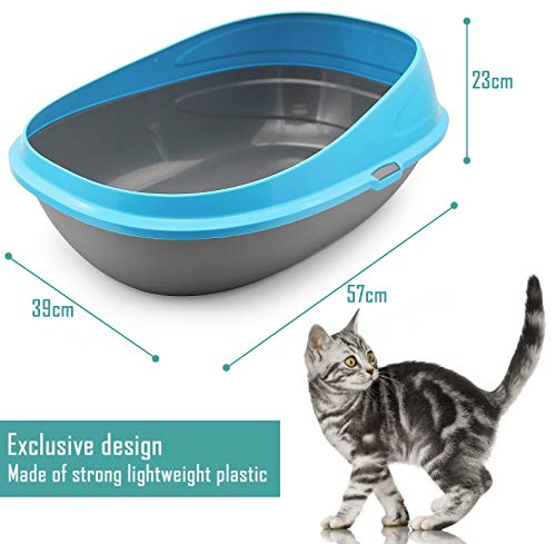 BPS Bandeja Higiénica Gatos Gatitos Aseo Arenero Abierto para Mascotas Gatos Bandeja Sanitaria Plástica 3 Colores para Elegir 57x39x27 cm (Blanco) BPS-2920