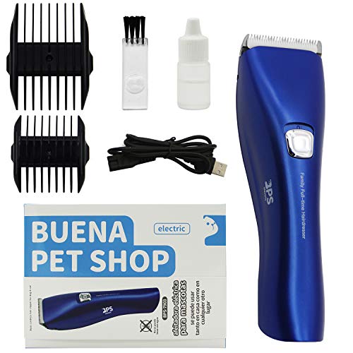 BPS Cortapelo para Perro Gato Esquiladora Eléctrica Maquina Cortar Pelo Perro Recargable Bajo Nivel de Ruido Color Azul BPS-7903