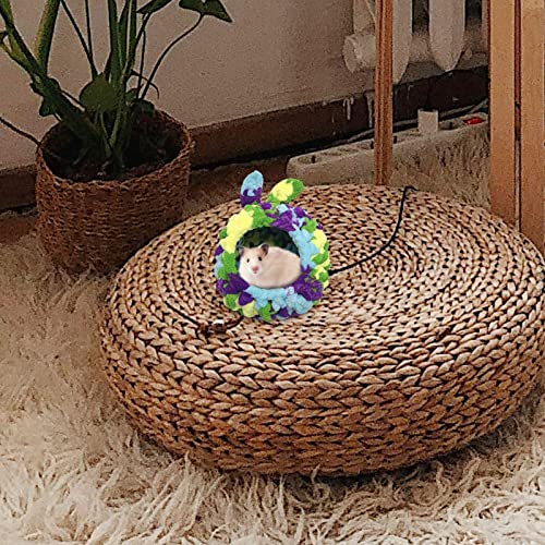 Cama para casa de hámster Camas cálidas de invierno para mascotas pequeñas, lindas y únicas, con forma de manzana, forro polar, erizo, chinchilla, jaula de cerdo, juguetes, cama de guinea tejida Phema