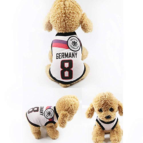 Camiseta de perro de la Copa Mundial de 1 pieza, camiseta de fútbol, ​​disfraz de perro, pijama de perro de fútbol nacional, ideal para atuendo de verano para perros y gatos