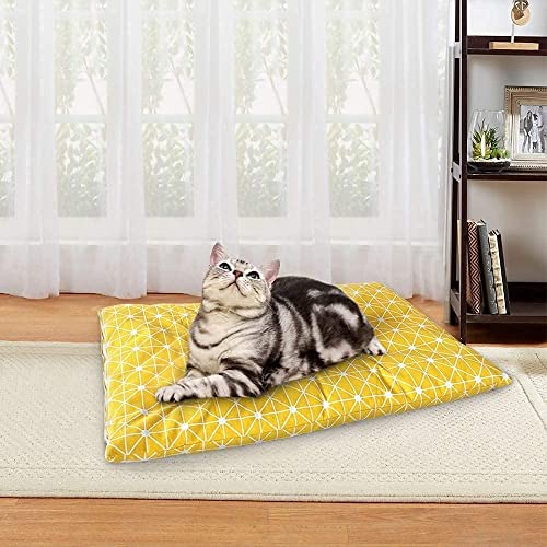 CareMont Almohadilla de Cama para Mascotas Almohadilla ExtraíBle y Lavable Almohadilla para Perros Almohadilla Gruesa y CáLida para Gatos (Color: Amarillo, Talla: M)